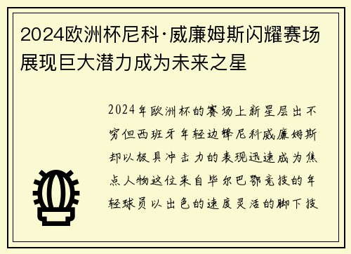 2024欧洲杯尼科·威廉姆斯闪耀赛场展现巨大潜力成为未来之星